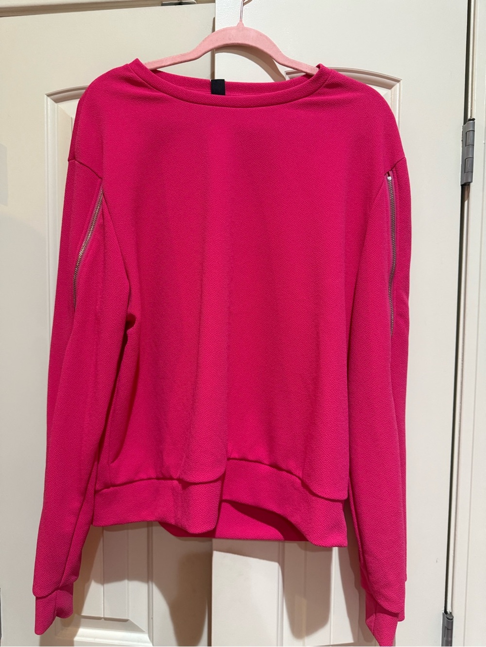 Bright Pink men’s pull over with zippers on sides